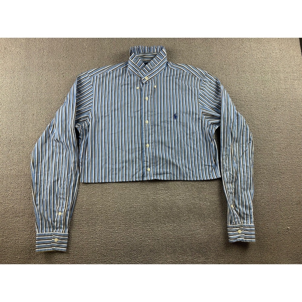 Reworked Ralph Lauren Button-Down Shirt Men 15 1/2 M Multi Color Striped Campus